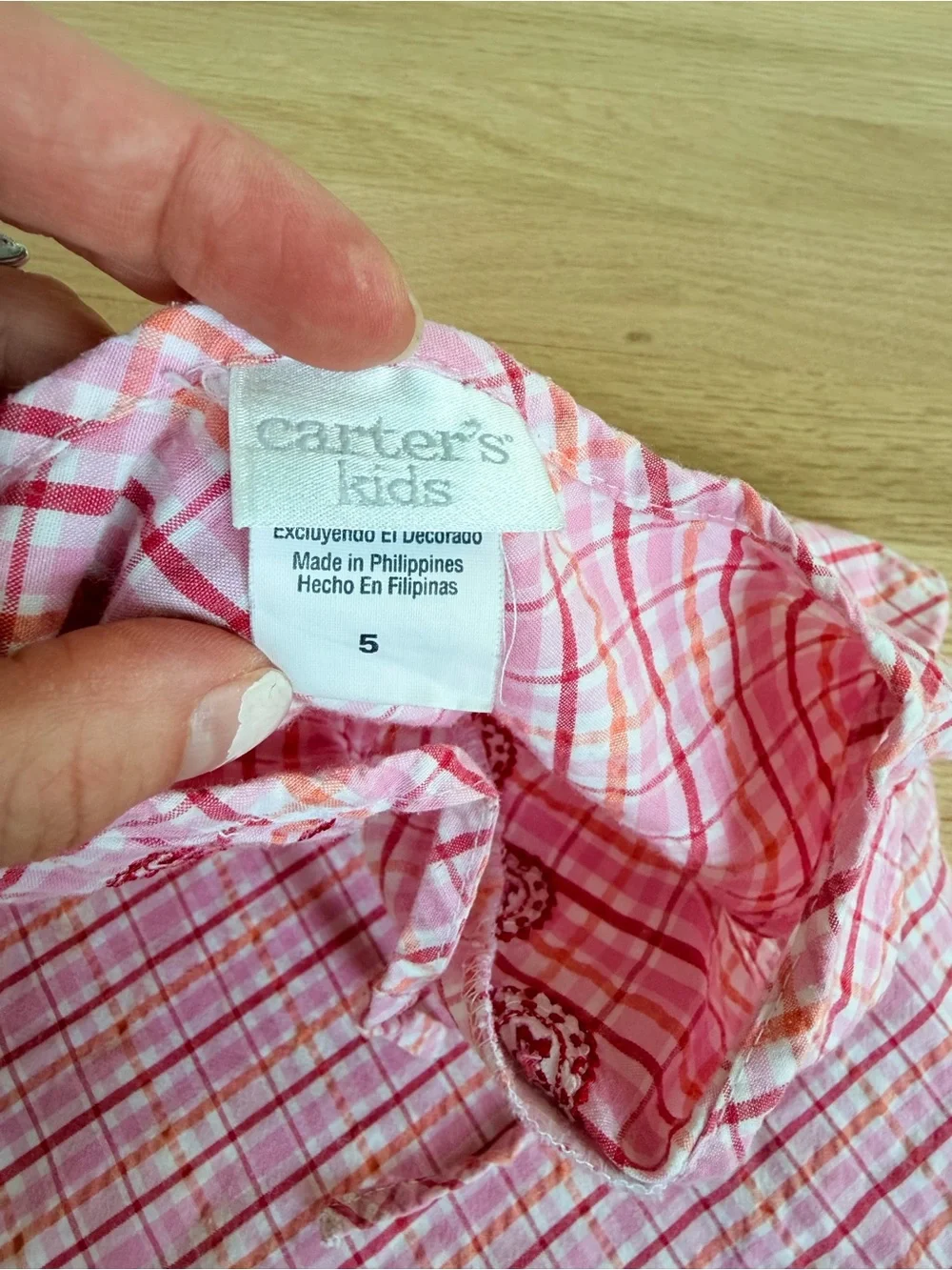 Vintage Y2K Carter’s Girls Pink Plaid Ruffle Dress Embroidered Size 5